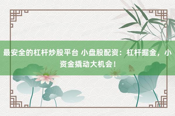 最安全的杠杆炒股平台 小盘股配资：杠杆掘金，小资金撬动大机会！