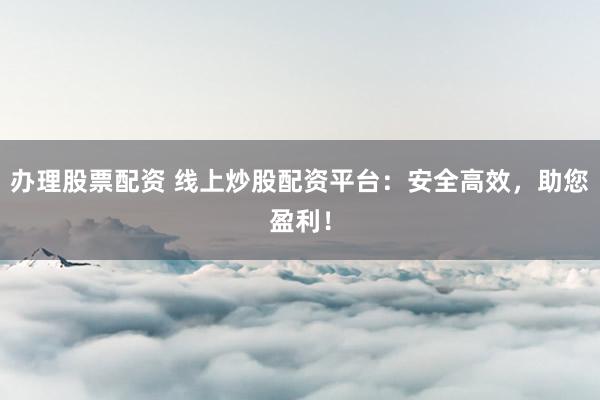 办理股票配资 线上炒股配资平台：安全高效，助您盈利！