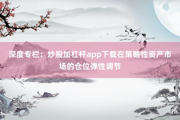 深度专栏：炒股加杠杆app下载在策略性资产市场的仓位弹性调节