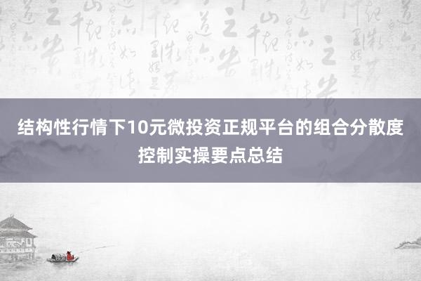 结构性行情下10元微投资正规平台的组合分散度控制实操要点总结