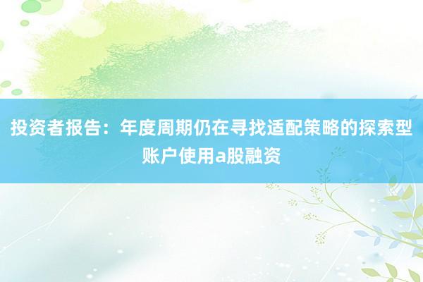 投资者报告：年度周期仍在寻找适配策略的探索型账户使用a股融资