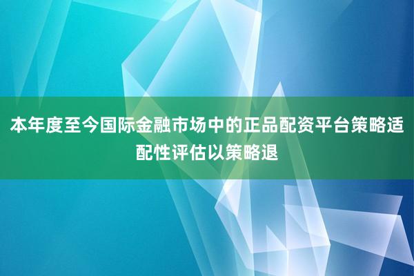 本年度至今国际金融市场中的正品配资平台策略适配性评估以策略退