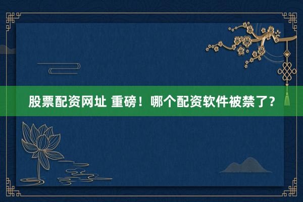 股票配资网址 重磅!哪个配资软件被禁了?