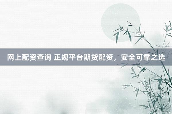 网上配资查询 正规平台期货配资，安全可靠之选