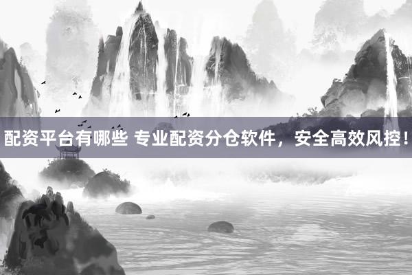 配资平台有哪些 专业配资分仓软件，安全高效风控！
